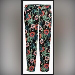 H&M Black Floral Poppy Print Pants 14